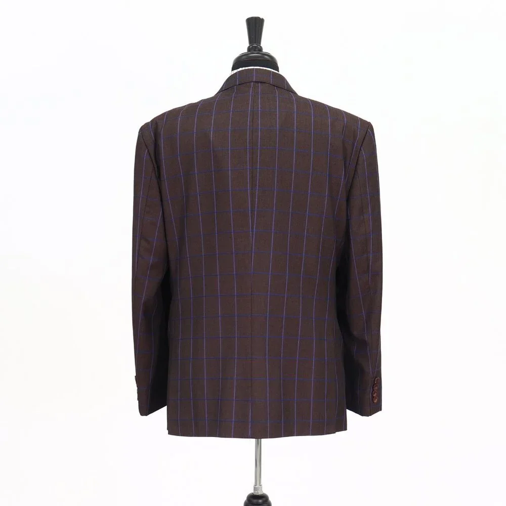 Agiboss 44R Brown Check 2-Button Sport Coat Blazer Jacket G086